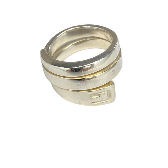 Gucci Silver 925 Vintage Spiral G Logo Ring Size 7 - Picture 6 of 7